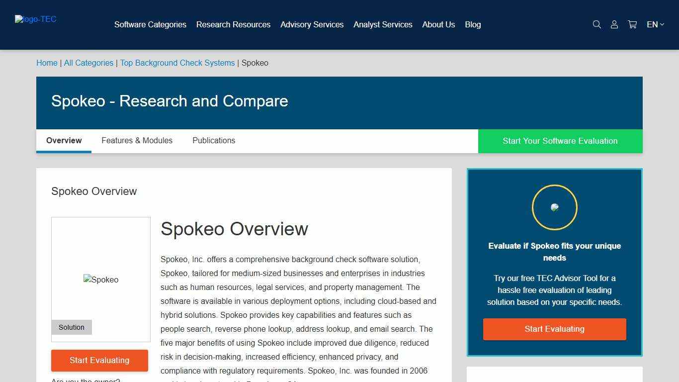 Spokeo - Analyst Reviews, Pricing & Features 2026